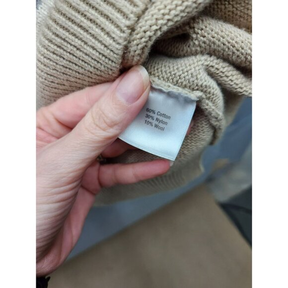 VTG Norm Thompson Womens Tan Fox Print Turtleneck Sweater 3X Cotton Blend - Picture 3 of 4